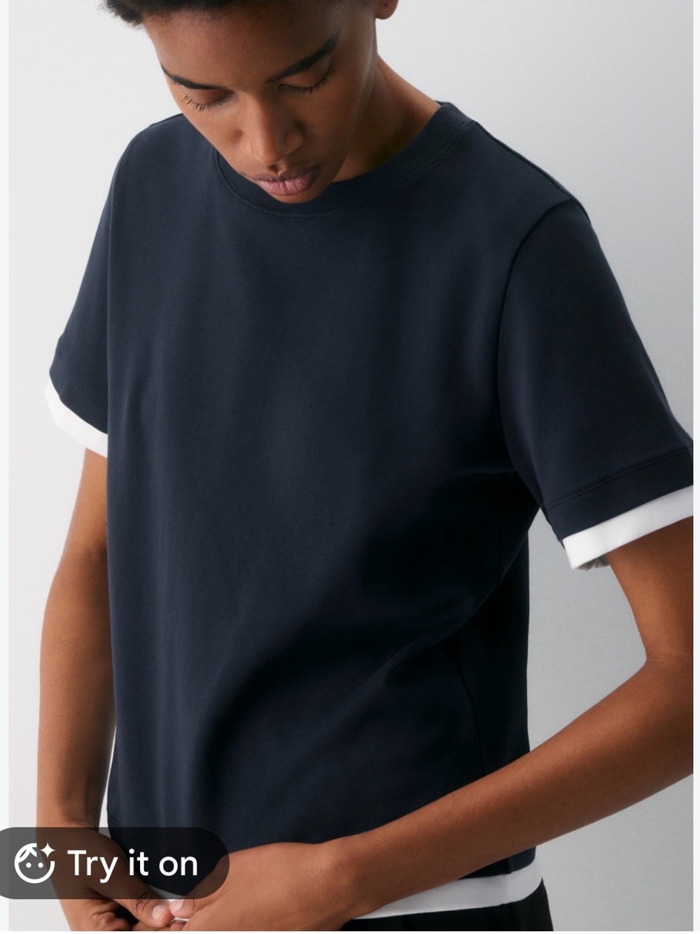 Babaton Navy Short-Sleeve Crew with White Trim